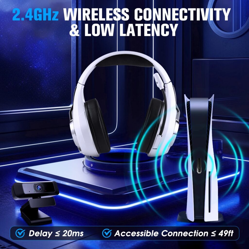 GS400 Ultra Tiger Bluetooth headphones connected to PS5 for gaming